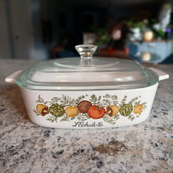 Rare 1969-72 3pcCorningware Spice Of Life  L' Echalote 1qt casserole dish w/lid. - Picture 2 of 8